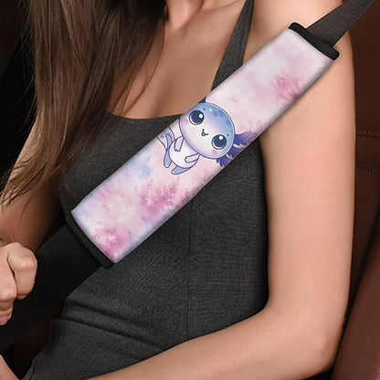 Car Seat Belt Pads Covers,Seatbelt Shoulder Strap Covers for Adult,2 Pack Standard Size Blue Axolotl Print