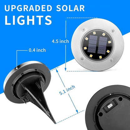 SOLPEX Solar Lights Outdoor Waterproof, 8 Pack Solar Ground Lights, Solar Garden Lights Landscape Lighting for Pathway Driveway Patio Backyard Walkway (Cool White)