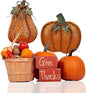2X Pumpkin Garden Stake Metal Pumpkin Yard Sign Fall Decor, Decorative Garden Decor Pumpkin Outdoor Stakes Autumn Harvest Thanksgiving Halloween Rustic Pumpkin Décor Home (Orange, 20" H, 17" H)