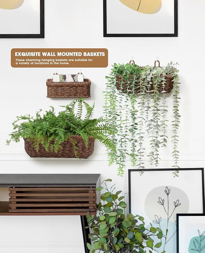 AceList Wall Hanging Basket, Boho Style Hand-Woven Hanging Storage Baskets