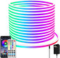 65.6FT Neon Rope Light,IP65 Waterproof RGB LED Strip Lights,Neon LED Lights with 40 Key Remote and APP Control for DIY Design,Multiple Modes for Bedroom,Holiday Decor（with Snap &Screws）