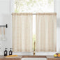 jinchan Boho Kitchen Curtains Linen Tier Curtains 24 Inches Bohemian Cafe Small Drapes Striped Mudcloth Farmhouse for Bathroom RV Camper Light Filtering Rod Pocket 2 Panels Taupe on Beige