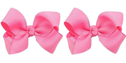 3 Inch Baby Girl Hair Bows Boutique Hair Clip Teens Toddlers Hairpin Headwear - Set of 2 (Deep Pink)