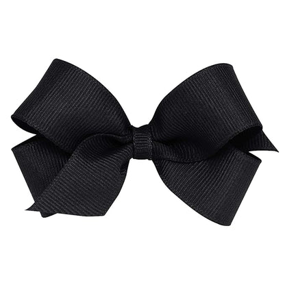 Wee Ones Baby Girls' Mini Classic Grosgrain Hair Bow on a WeeStay Clip w/Plain Wrap Center - Black,One Size