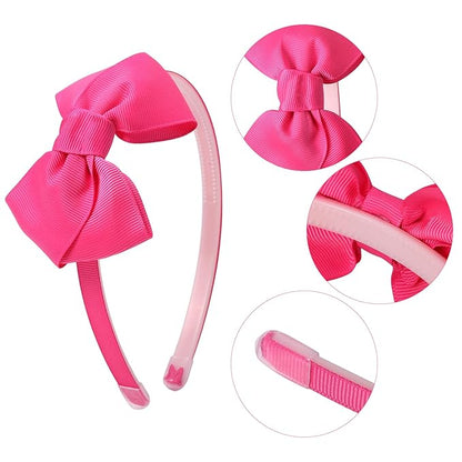 Grosgrain Ribbon Headbands with Bows for Toddler Girls and Babies, Includes Hair Hoops (20Pcs Hair Accessories)