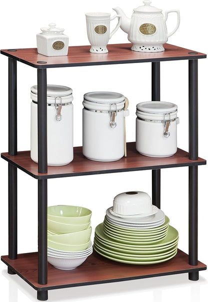 Furinno Turn-N-Tube 3-Tier Compact Multipurpose Shelf Display Rack, Dark Cherry