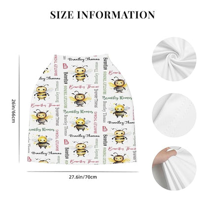 Personalized Baby Car Seat Cover with Name Stroller Canopy Custom Bee Carseat Cover Newborn Baby Boy Girl Nursing Cover for Moms First Birthday Gift