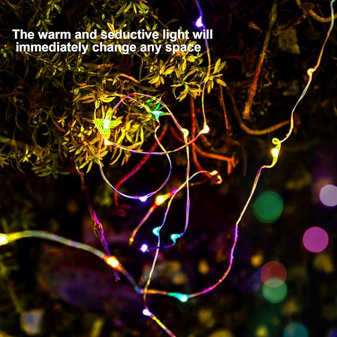 Aogist 16 ft Battery Operated Multicolor LED Fairy Lights, 2 Pack with 50 LEDs, Indoor Use, Perfect for Bedroom, DIY, Wedding, Party, Christmas Decoration