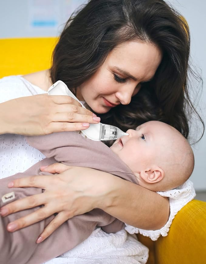 Koalababy Baby Nasal Aspirator, Large Flow Electric Nose Sucker with 3 Suction Levels, Rechargeable Toddler Nose Cleaner, Soft Silicone Tips, Music and Light Soothing
