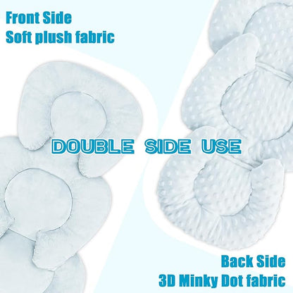GFU Infant Car Seat Insert Head and Body Support, Reversible Newborn Insert for Carseat with Strap Pads, Soft Stroller Cushion Pillow Insert for Boys and Girls, Fits for Stroller, Swing, Lightblue