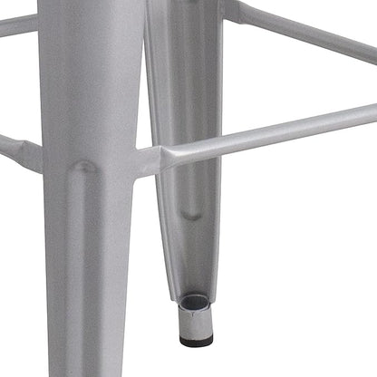 Flash Furniture Commercial Grade 30" High Backless Silver Metal Indoor-Outdoor BarStool with Square Seat