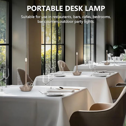 ModernPortable Table Lamp CordlessLED Desk Lamps, 3 Colors Stepless Dimming Rechargeable Battery Operated Lighting for Bedroom Dining Room Restaurant Coffee Shop Camping Night Light (Silver)