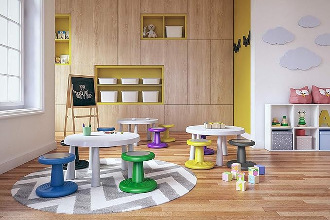 ActiveChairs Kids Wobble Stool, Flexible Classroom Seating Improves Focus, Posture & Helps ADHD/ADD. Get The Wiggles Out Active Fidget Chairs, Preschool | Elementary 14" Chair, Ages 3-7, Gray