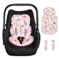 Infant Car Seat Insert, Car Seat Head Support Baby Girls Boys, Soft & Reversible Newborn Carseat Insert Cushion with 2 Strap Covers, for Stroller, Swing, Bouncer (Pink Rainbow)