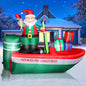 8FT Christmas Inflatables Santa Claus Fishing on a Boat with Colorful Gift Boxes, Giant Blow Up Santa Outdoor Decorations with Built-in Lights for Yard Lawn Garden Xmas Party Holiday Decor