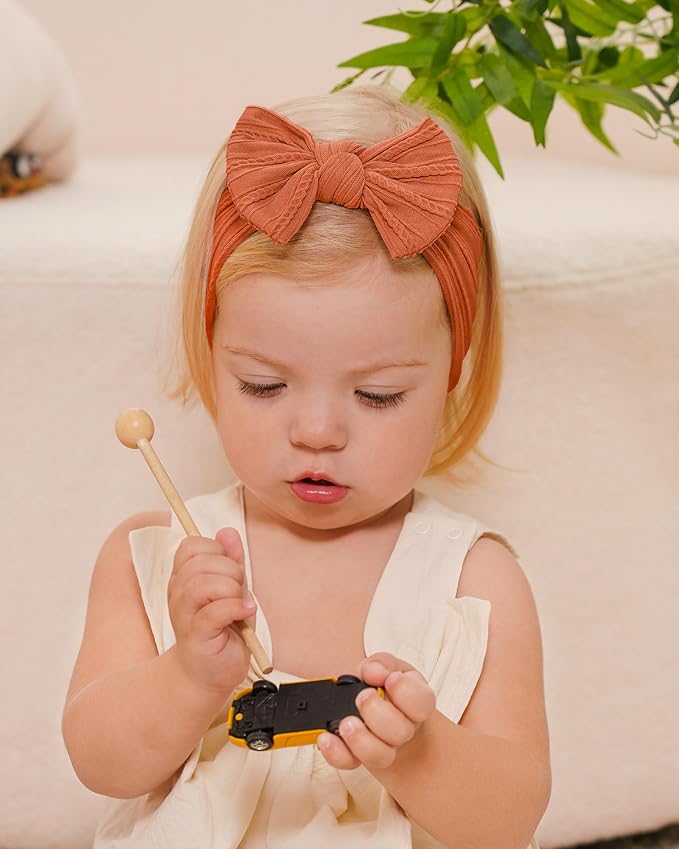 jollybows 12pcs Baby Girls Nylon Headband with Bow Newborn Hairbands Infant Hair Bow Elastics Handmade Hair Accessories for Toddlers Kids