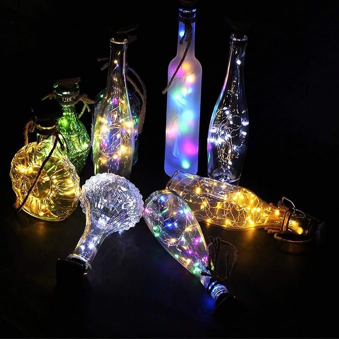 YJFWAL Upgraded 12 Pack Solar Wine Bottle Lights, 20 LEDs Waterproof Copper Light, Bottle Light Fairy Cork String Lights for Yard Patio Decor, DIY Birthday Gift for Mom Grandma Girlfriend(3 Colors)