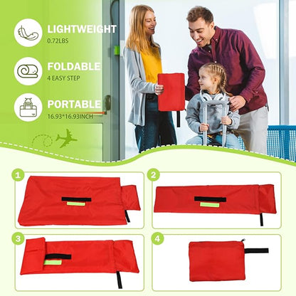 Sublaga Car Seat Bags For Airplane Travel, Durable Carseat Cover For Air Travel Car Seat Travel Bag with Shoulder Straps and 2pcs Luggage Tags For Airplane, Red