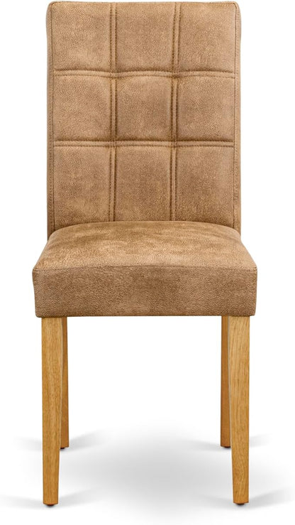 East West Furniture VAAS9-OAK-28 9 Piece Mid Century Modern Dining Table Set Contain A Dining Table and 8 Brown Textured Polyester Fabric Modern Chairs, Oak