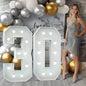 Marquee Numbers 4 Feet Tall: Large 30th Birthday Decorations for Her Him 4FT Light Up Numbers White Anniversary Party Decor Big Backdrop Foam Cardboard Number 30