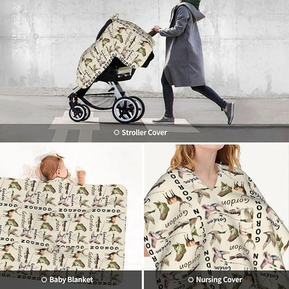 Personalized Baby Car Seat Canopy with Name – Custom Hunting Theme Minky Nursing Cover for Boys & Girls, Soft Stroller Cover for Infants & Newborns, Carseat Canopy for Breastfeeding