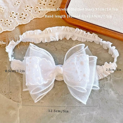Handmade Baby Girl Headbands in Beige Baby Bows and Floral Lace Headband Bows for Newborns and Toddlers Cute Baby Girl Bows and Newborn Headband Bows