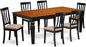 East West Furniture LGAN7-BCH-C 7 Piece Dining Table Set Consist of a Rectangle Wooden Table with Butterfly Leaf and 6 Linen Fabric Dining Room Chairs, 42x84 Inch, Black & Cherry