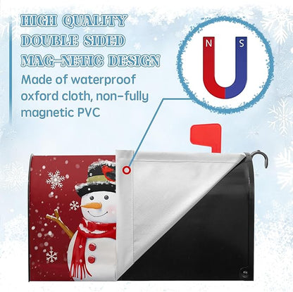 Christmas Snowman Mailbox Cover Winter Red Santa Claus Large Size Mailbox Covers Merry Christma Magnetic Mail Box Wrap Cardinal Bird Dust-Proof Postbox Covers Oversized 25.5 X 21 Inch