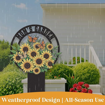 Personalized Garden Signs, Colorful Sunflower Garden Decor for Outside, Decorative Yard Stakes, Metal Yard Art, Patio Decor, Custom Last Name Sign, Lawn Art, Housewarming Gifts Color07