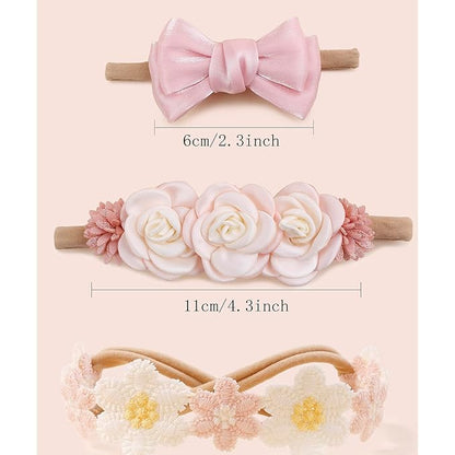 New Model Baby Girl Nylon Headbands Nylon Flower Elastic Hairbands 3pcs Hair Accessories Gift for Newborn Infant Toddlers (BF-Z56)