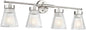 4-Light Bathroom Vanity Light Fixtures, HWH Brushed Nickel Bathroom Vanity Lighting Modern Vanity Light Over Mirror with Clear Striped Glass Shade, 5HZG97B-4W BN