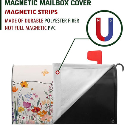 Hello Floral Mailbox Cover Summer Orange Flower Mailbox Covers Magnetic 25.5x21 inch Fall Watercolor Flowers Post Letter Box Cover Home Decor Outdoor Yard Decoration for Garden