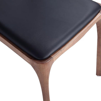 Manhattan Comfort Moderno Stackable Dining Chairs with Leatherette Upholstered Seat, Foam Padding & Solid Wood Frame, Suitable for Kitchen or Restaurant Usage, Set of 4, Black