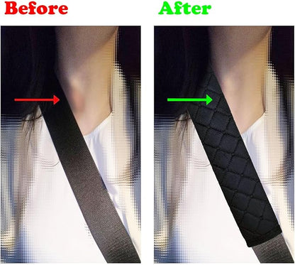 Car Seat Belt Cover Pad, 5 Pack, Seatbelt Covers for Car Accessories, Soft Material, Car Seat Strap Pads, Black 10.63 inches, Universal Fit for All Vehicles, Comfort for neck shoulders (5-Black)