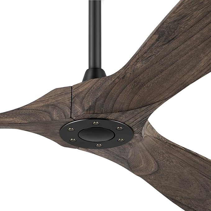 72" Ceiling Fans Without Lights, Solid Wood Ceiling Fan with Remote Control and Quiet DC Motor, Ceiling Fan no Light 3 Blades, Indoor Outdoor Fans for Patios, Bedroom- Deep Brown