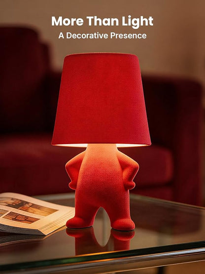 Modern Table Lamp for Youth: Rechargeable Cute Light for Kids Child Teen - Gift for Birthday Christmas Halloween Easter (Red)
