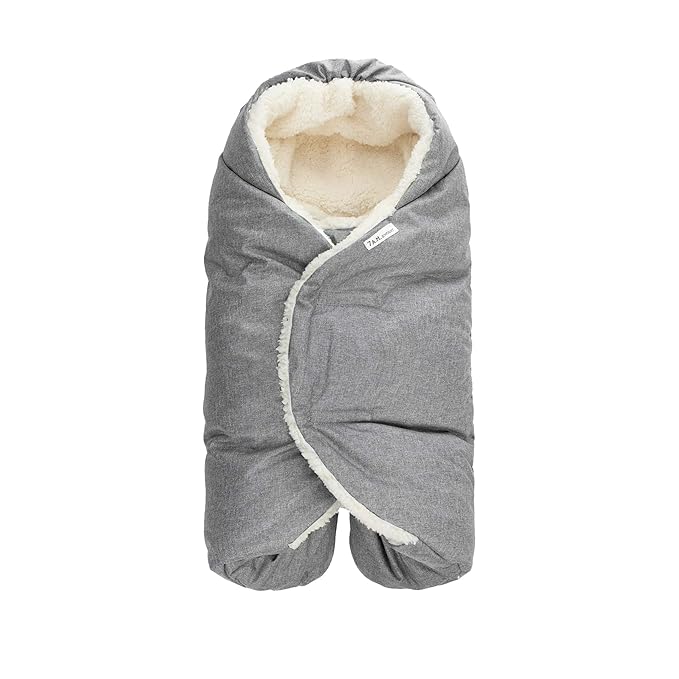 7AM Enfant Baby Car Seat - Nido Quilted Baby carier Cover, Hooded Soft Plush Lining, Stroller | (Heather Grey, Small 0-6M)