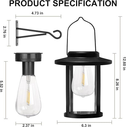 Larekook 2 Pack Solar Lanterns Outdoor Waterproof,High Brightness Hanging Solar Lights for Outside with Wall Mount Kit,Outdoor Decorative Lantern for Garden Patio Garage Porch Yard Decor