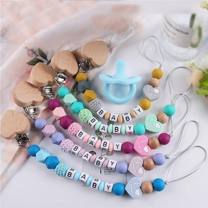 Pacifier Clips Baby Gift,Personalized Pacifier Clip With Name,Custom Silicone For Baby Lovely Daisy Color Diversity