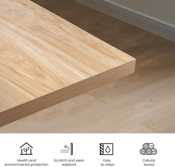 70.9Inch Office Desk, Executive Office Desk，Modern Industrial Style, Z-Shaped Table Legs, Country Black Wood Grain Top, for Home Office, Study, Conference (Natural)