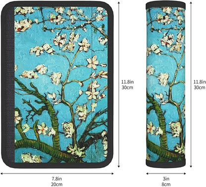 Bloom Flowers Print Seatbelt Pads Fits Cars Trucks SUV Sedans Sweat Absorption Car Seatbelt Strap Cover, Auto Interior Accessories Protector