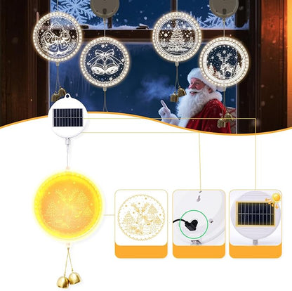 Solar Hanging Lights - Outdoor Indoor Christmas Decorations for Window, Garden, Patio, Porch,Holiday Home Decor, (Reindeer)