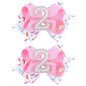 2PCS Hair Bows for Baby Girls Birthday - 2nd Birthday Hair Bow Sweet Theme with Ice Cream Party, Pink Hair Accessories for Baby Toddler 1 2 3 4 5 6 Years, Outfit & Decorations