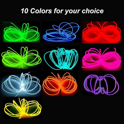 MaxLax EL Wire Purple, 2M Portable Battery Pack Neon Light Strip 360° Cuttable Glowing Rope Lights for Parties, Halloween, DIY Decoration