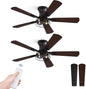2 Pack Flush Mount 42 Inch Farmhouse Ceiling Fan with Light, Caged Ceiling Fans for Bedroom Living Room, Double-Sided 5 Blades Rustic Ceiling Fan-Black