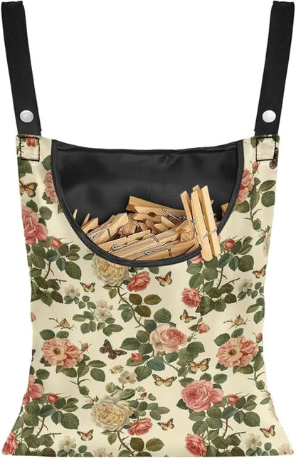 Floral Clothes Pin Hanging Bag