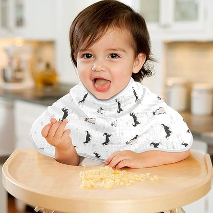 Muslin Baby Burp Cloths, Cute Dogs Siberian Husky Muslin Washcloths Baby Rags Comfy Soft Absorbent in for Newborn Boys and Girls 4 Piece 22 x 11 Inch