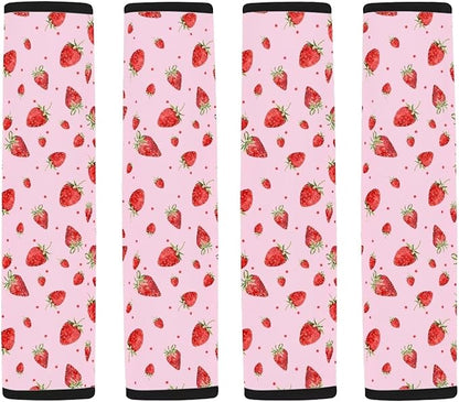 UNICEU Pink Strawberry Printed Neoprene Car Seatbelt Cushion Coversfor Women,Strawberry Car Accessories Seat Belt Covers Shoulder Pads Seatbelt Strap Cover for Cars,Backpack Shoulder Strap