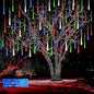 Kwaiffeo Icicle Lights Outdoor, 24 Tubes(Equivalent to Pack of 3 8-Tube) Meteor Shower Lights for Xmas Halloween Decorations Yard Party Tree, Multi Color(Purple Blue Green White)