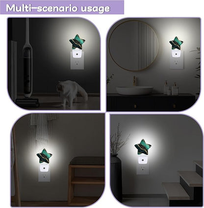Nightlight,Abstract Marble Decorative Night Lights Plug Into Wall,Green Golden Night Light with Auto Sensor for Bedroom,Nursery,Hallway,Stairway,Gifts